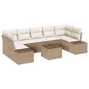 vidaXL Gar&eth;s&oacute;fa sett me&eth; p&uacute;&eth;i 8 pcs Beige og krem p&oacute;l&yacute;rattan