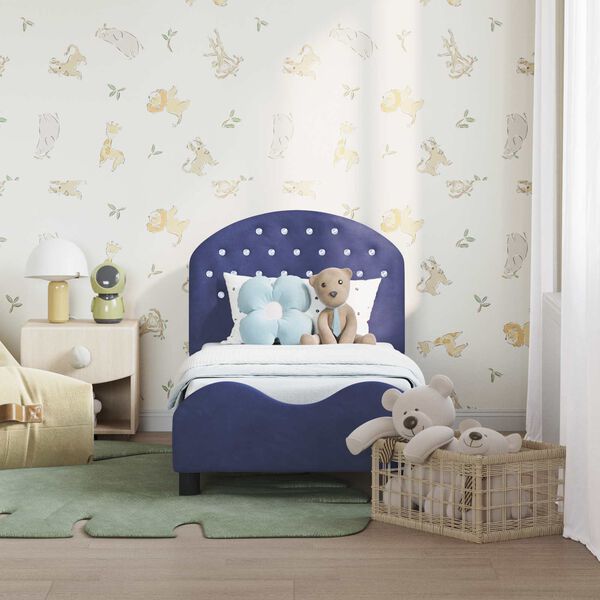 vidaXL R&uacute;mrammi fyrir litla krakka me&eth; h&ouml;f&eth;ahimni L&ouml;greglu bl&aacute;r Flauel