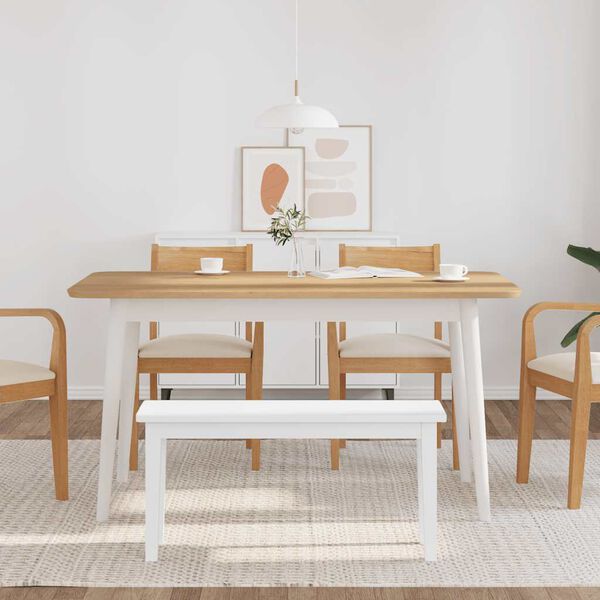 vidaXL bekkur 90 cm hvítt gegnheilt viðargúmmí