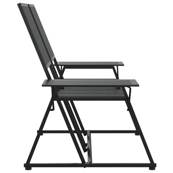 vidaXL 2 sæta Garðbekkur 165 cm Svartur Stál