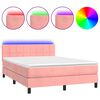 vidaXL H&oacute;lfa&eth; Springr&uacute;m me&eth; D&yacute;nu&LED Bleikur 140x190 cm Flauel