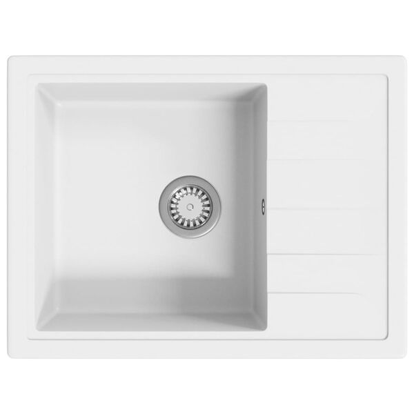 vidaXL Eldh&uacute;svaskur me&eth; Yfirfallsopi Spor&ouml;skjulaga Hv&iacute;tt Gran&iacute;t