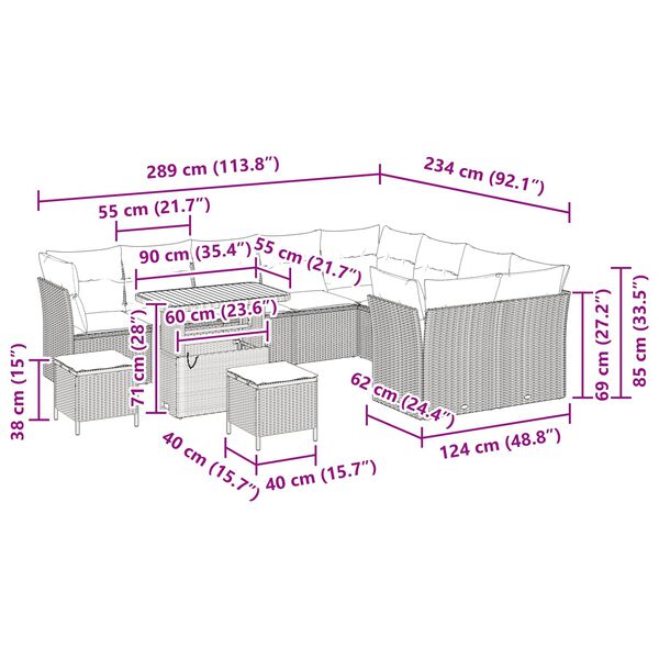 vidaXL Gar&eth;s&oacute;fa sett 12 pcs Svartur P&oacute;l&yacute;rattan og dufti h&uacute;&eth;a&eth; st&aacute;l