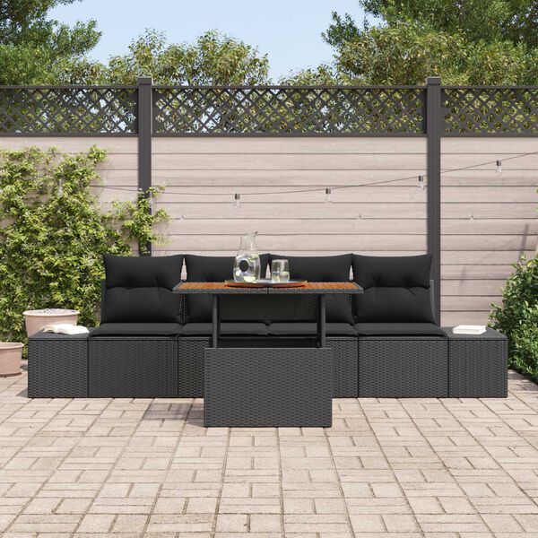 vidaXL Gar&eth;s&oacute;fa sett me&eth; geymslu 5 pcs Svartur Poly rattan