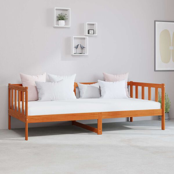 vidaXL Dagar&uacute;m me&eth; d&yacute;nu me&eth; h&ouml;fu&eth;gafl Vaxbr&uacute;nn og hv&iacute;tur 90 x 200 cm