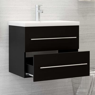 804693 vidaXL Sink Cabinet Black 60x38,5x48 cm Chipboard