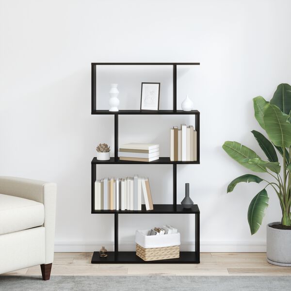 vidaXL B&oacute;kask&aacute;pur Svartur Eik 70 x 24 x 129 cm Samsettur vi&eth;ur