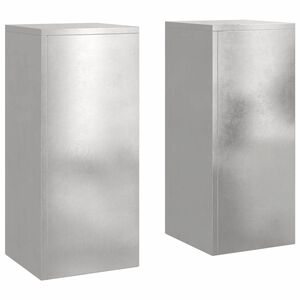 vidaXL Bl&oacute;mastandur 2 pcs Silfur 24 x 24 x 55 cm stainless steel