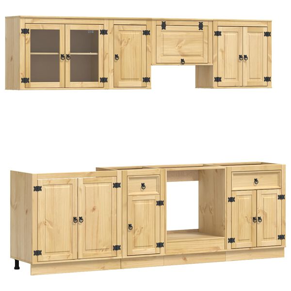 vidaXL Cabinet me&eth; sk&uacute;ffu SKI 8 pcs Hunangsbjartur Solid furuhikk