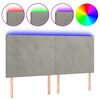 vidaXL LED h&ouml;fu&eth;gafl Lj&oacute;sgr&aacute;tt 160x5x118/128 cm Flauel