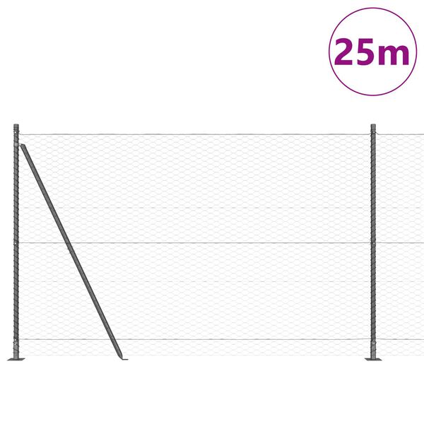 vidaXL Gir&eth;ingarp&oacute;stur Gr&aacute;r 25 x 1,4 m (36 mm net) St&aacute;l og PVC
