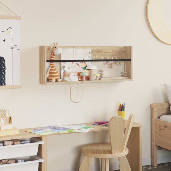 vidaXL T&iacute;marit Hillur Sonoma Eik 80 x 12 x 30 cm Samsettur vi&eth;ur