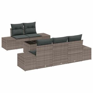 vidaXL Gar&eth;s&oacute;fa sett me&eth; p&uacute;&eth;i me&eth; geymslu 6 pcs Gr&aacute;r p&oacute;l&yacute;rattan