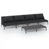 vidaXL 5 Hluta Gar&eth;h&uacute;sgagnasett me&eth; Sessum Polyrattan D&ouml;kkgr&aacute;r