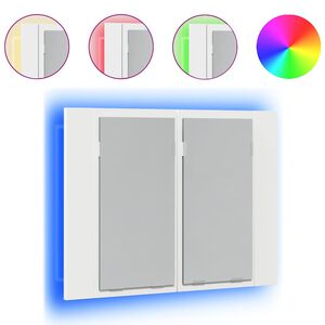 vidaXL LED Baðherbergisskápur með Spegli Hvítur 60x12x45 cm Akrýll