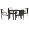 vidaXL Gar&eth;ur bor&eth;sett me&eth; p&uacute;&eth;i 5 pcs Svartur p&oacute;l&yacute;rattan