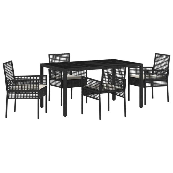 vidaXL Gar&eth;ur bor&eth;sett 5 pcs Svartur p&oacute;l&yacute;rattan
