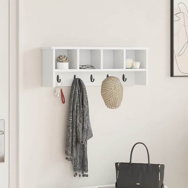 vidaXL Vegghengt fatahengi Hv&iacute;tt 75 x 16 x 26 cm Samsettur vi&eth;ur