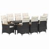 vidaXL Gar&eth;ur bor&eth;sett me&eth; p&uacute;&eth;i 9 pcs Svartur p&oacute;l&yacute;rattan