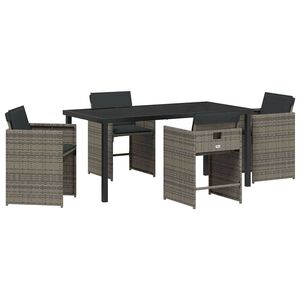 vidaXL Gar&eth;ur bor&eth;sett 5 pcs Gr&aacute;r p&oacute;l&yacute;rattan