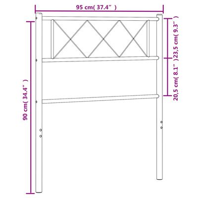 vidaXL Höfuðgafl úr Málmi Hvítur 90 cm