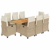 vidaXL 9 Hluta Gar&eth;bor&eth;sett me&eth; Sessum Drappa&eth; P&oacute;l&yacute;rattan