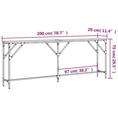 vidaXL Veggborð Grátt Sonoma 200x29x75 cm Samsettur Viður