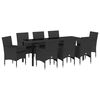 vidaXL Gar&eth;ur bor&eth;sett me&eth; p&uacute;&eth;i 9 pcs Svartur p&oacute;l&yacute;rattan