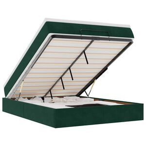 vidaXL Ottoman r&uacute;m me&eth; d&yacute;nu D&ouml;kkgr&aelig;nt 140x200cm Flauel