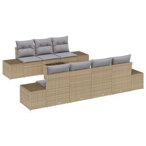 vidaXL Gar&eth;s&oacute;fa sett me&eth; p&uacute;&eth;i 8 pcs Drapplita&eth;ur p&oacute;l&yacute;rattan