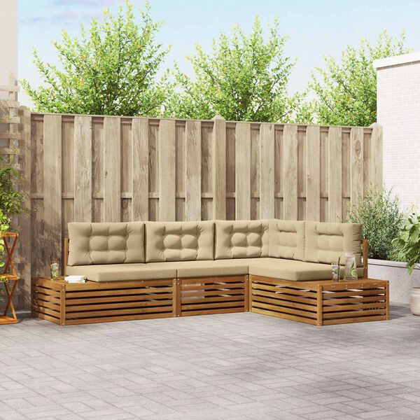 vidaXL &Uacute;ti s&oacute;fasett me&eth; p&uacute;&eth;i 4 Stykki N&aacute;tt&uacute;rulegt og B&eacute;ig