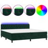 vidaXL H&oacute;lfa&eth; Springr&uacute;m me&eth; D&yacute;nu&LED D&ouml;kkgr&aelig;nt 200x200 cm Flauel