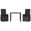 vidaXL 3 Hluta Gar&eth;bor&eth;stofusett me&eth; Sessum Svart P&oacute;l&yacute;rattan