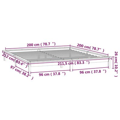 vidaXL LED Rúmgrind Ljósbrún 200x200 cm Gegnheill Viður