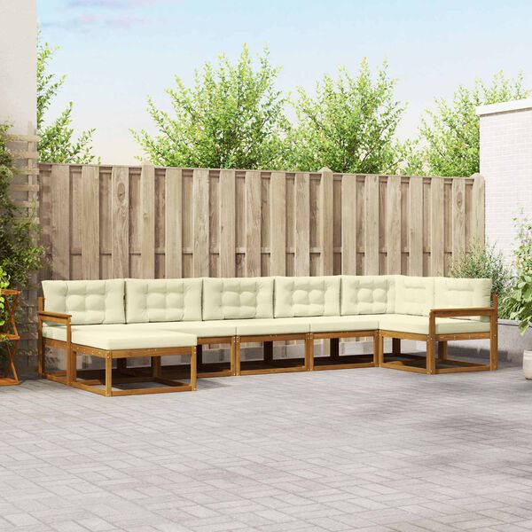 vidaXL &Uacute;ti s&oacute;fasett me&eth; p&uacute;&eth;i 7 pcs N&aacute;tt&uacute;rulegt og Krem