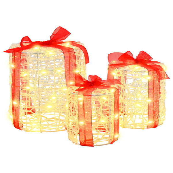 vidaXL Gjöf Kassi Skreyting 3 pcs Hlýr hvítur 20 x 20 x 21 cm Akrýl