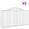 vidaXL Bogadregnir Grj&oacute;tkassar 5 stk. 200x30x100/120 cm Sinkh&uacute;&eth;a&eth; J&aacute;rn