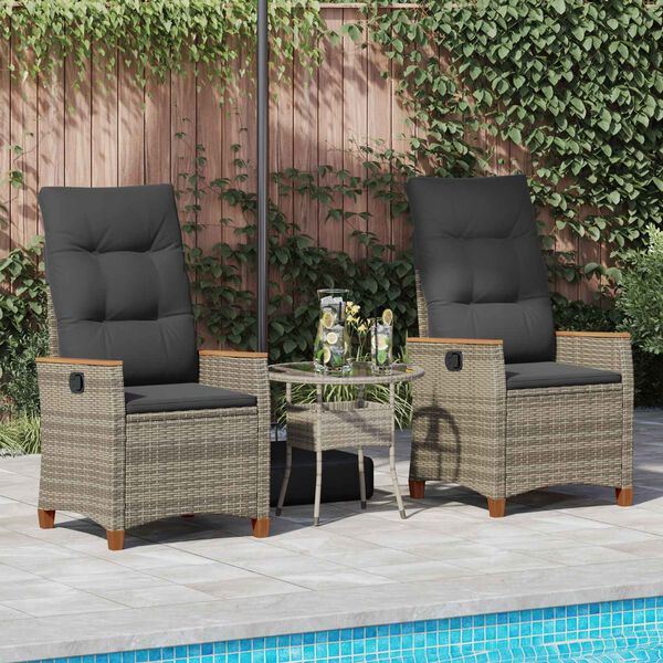 vidaXL Upphafandi Gar&eth;st&oacute;ll Gr&aacute;r og d&ouml;kkgr&aacute;r 64 x 57,5 x 112 cm