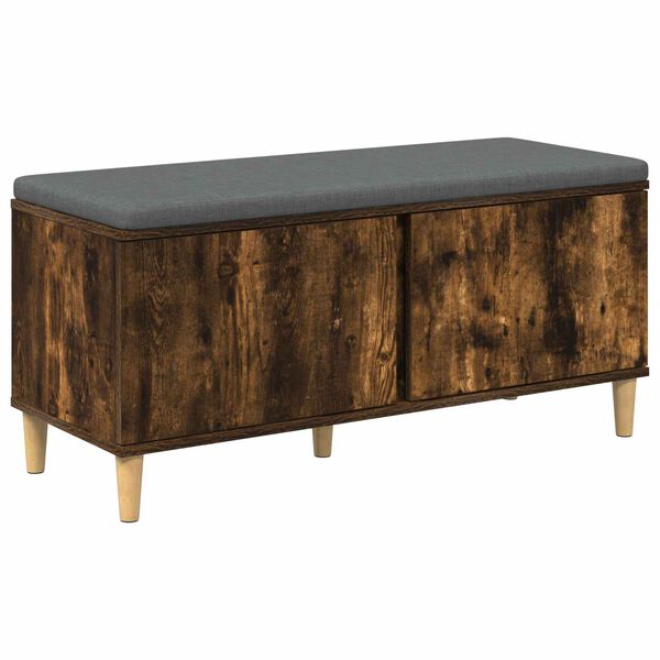 vidaXL Hallarbekk me&eth; p&uacute;&eth;i me&eth; geymslu Rau&eth;-eik 100 x 38 x 46 cm