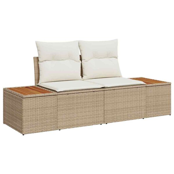 vidaXL Gar&eth;s&oacute;fa sett me&eth; p&uacute;&eth;i 7 pcs Beige og krem P&oacute;l&yacute;rattan