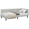 vidaXL Hornr&uacute;m ramma me&eth; h&ouml;fu&eth;gafl Lj&oacute;sgr&aacute;r 90 cm x 190 cm Flauel