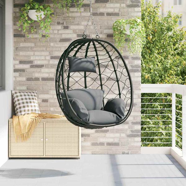 vidaXL Hangandi eggjast&oacute;ll Antras&iacute;t 91,5 x 60 x 110 cm p&oacute;l&yacute;rattan