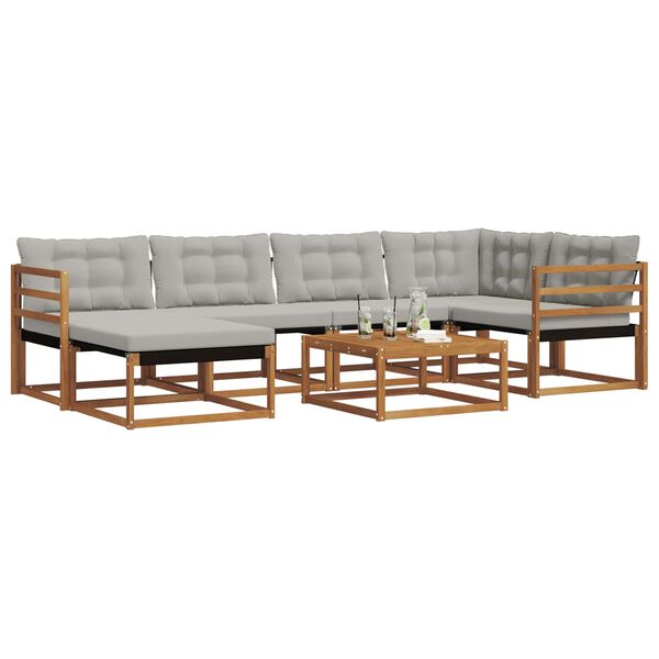 vidaXL &Uacute;ti s&oacute;fasett 7 pcs N&aacute;tt&uacute;rulegt og Lj&oacute;st Gr&aacute;tt Hrein akas&iacute;utr&eacute;