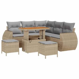 vidaXL Gar&eth;s&oacute;fa sett 8 pcs Drapplita&eth;ur p&oacute;l&yacute;rattan