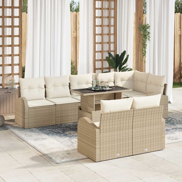vidaXL Gar&eth;s&oacute;fa sett me&eth; p&uacute;&eth;i 9 pcs Drapplita&eth;ur Poly rattan