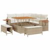 vidaXL Gar&eth;s&oacute;fa sett me&eth; p&uacute;&eth;i 9 pcs Beige og krem p&oacute;l&yacute;rattan