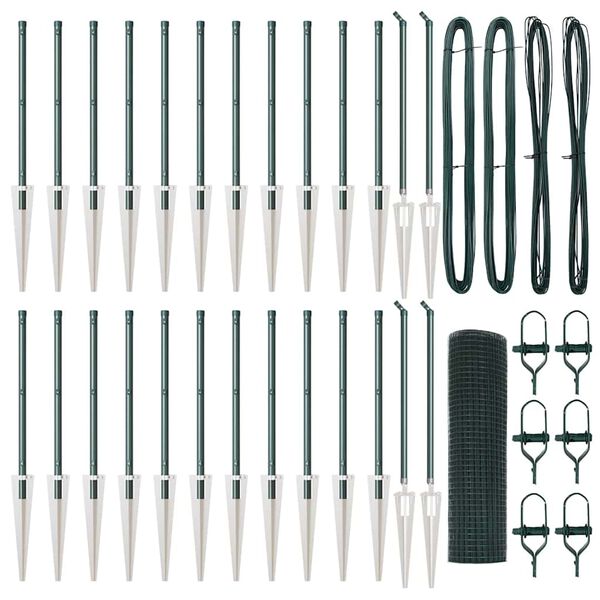 vidaXL Gir&eth;ingarp&oacute;stur Gr&aelig;nn 50 x 0,6 m (19 x 19 mm mesha) St&aacute;l og PVC