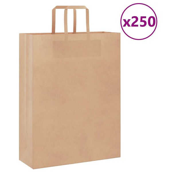 vidaXL Papp&iacute;rspokar 250 stk me&eth; Handf&ouml;ngum Br&uacute;nir 32x12x42 cm