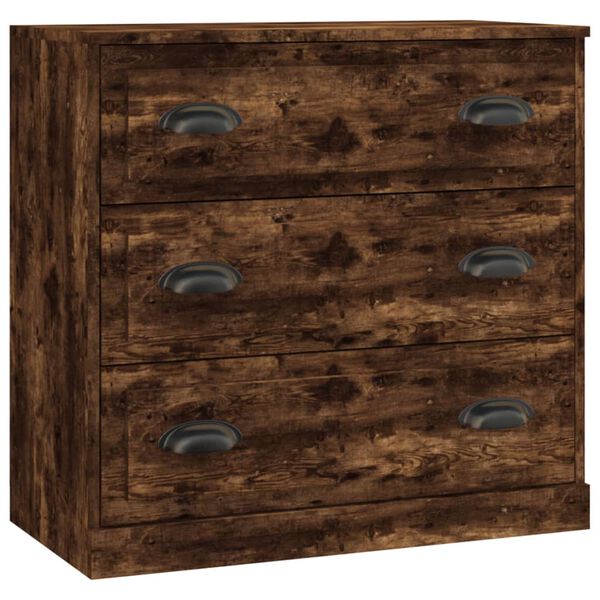 vidaXL Skenkir 3 stk. Reyklitu&eth; Eik Samsettur Vi&eth;ur