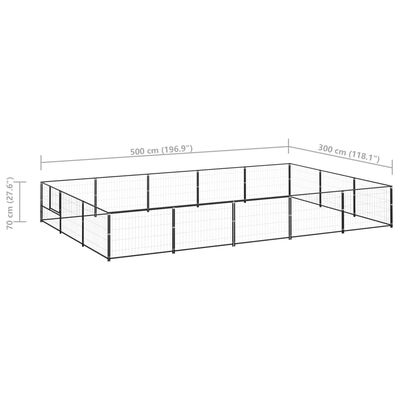 vidaXL Hundabyrgi Svart 15 m² Stál